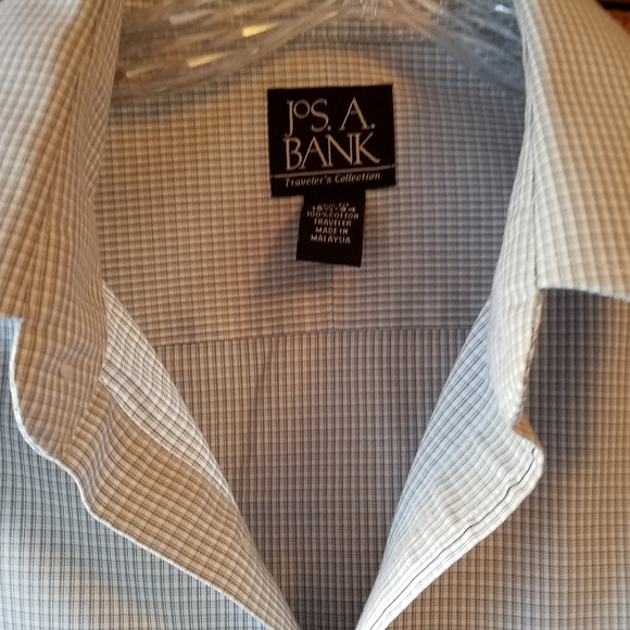 Jos. A. Bank Gray & White Checked Shirt 15 1/2 34 - Picture 6 of 7